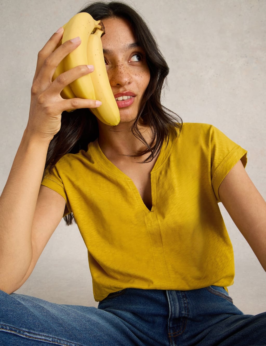 Pure Cotton Notch Neck T-Shirt 7 of 10
