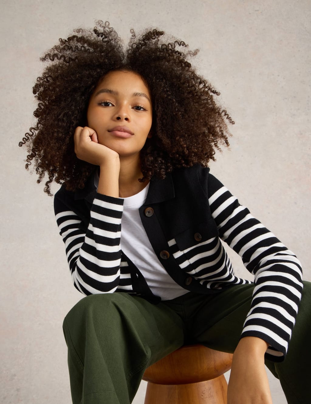 Black cardigan with white stripes online