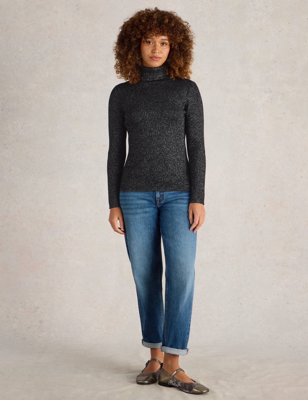 Sparkly polo neck jumper on sale