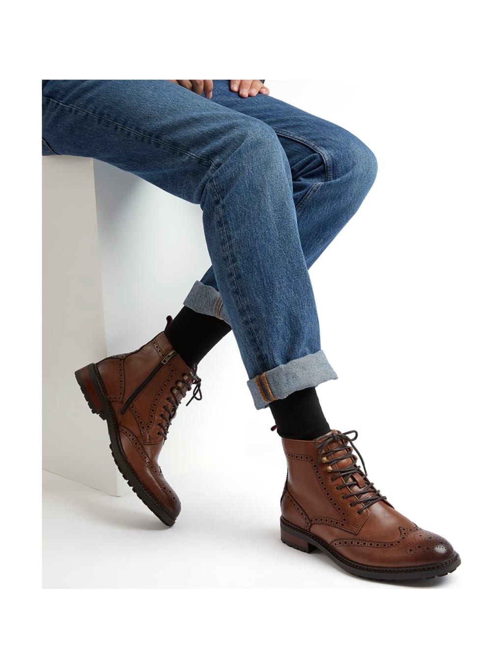 Leather Brogue Ankle Boots