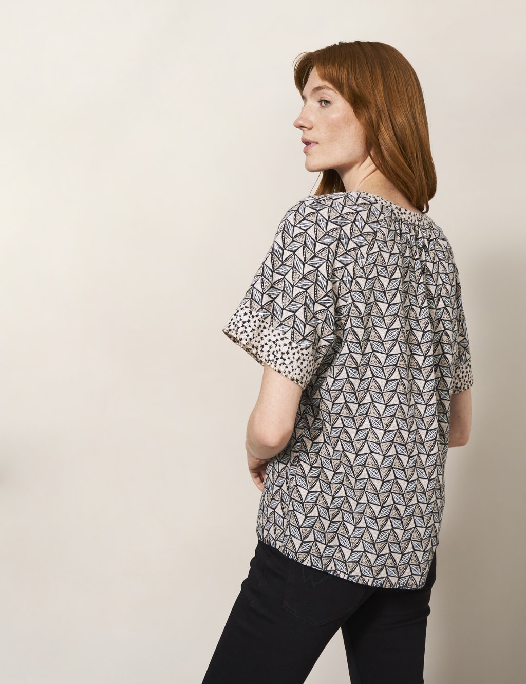 Linen Blend Printed Top 3 of 4