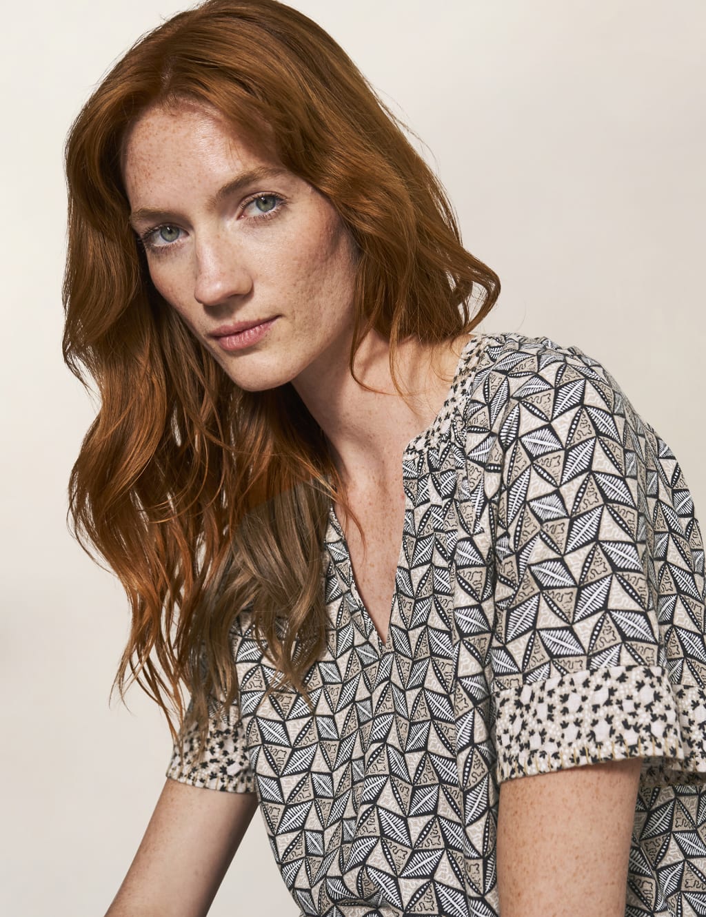 Linen Blend Printed Top 4 of 4