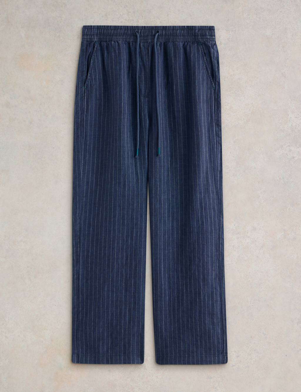 Pure Linen Printed Drawstring Wide Leg Trousers 2 of 6