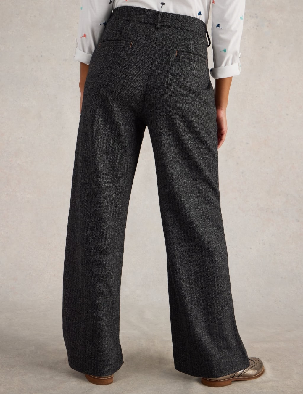 Wool Blend Tweedy Wide Leg Trousers 4 of 6