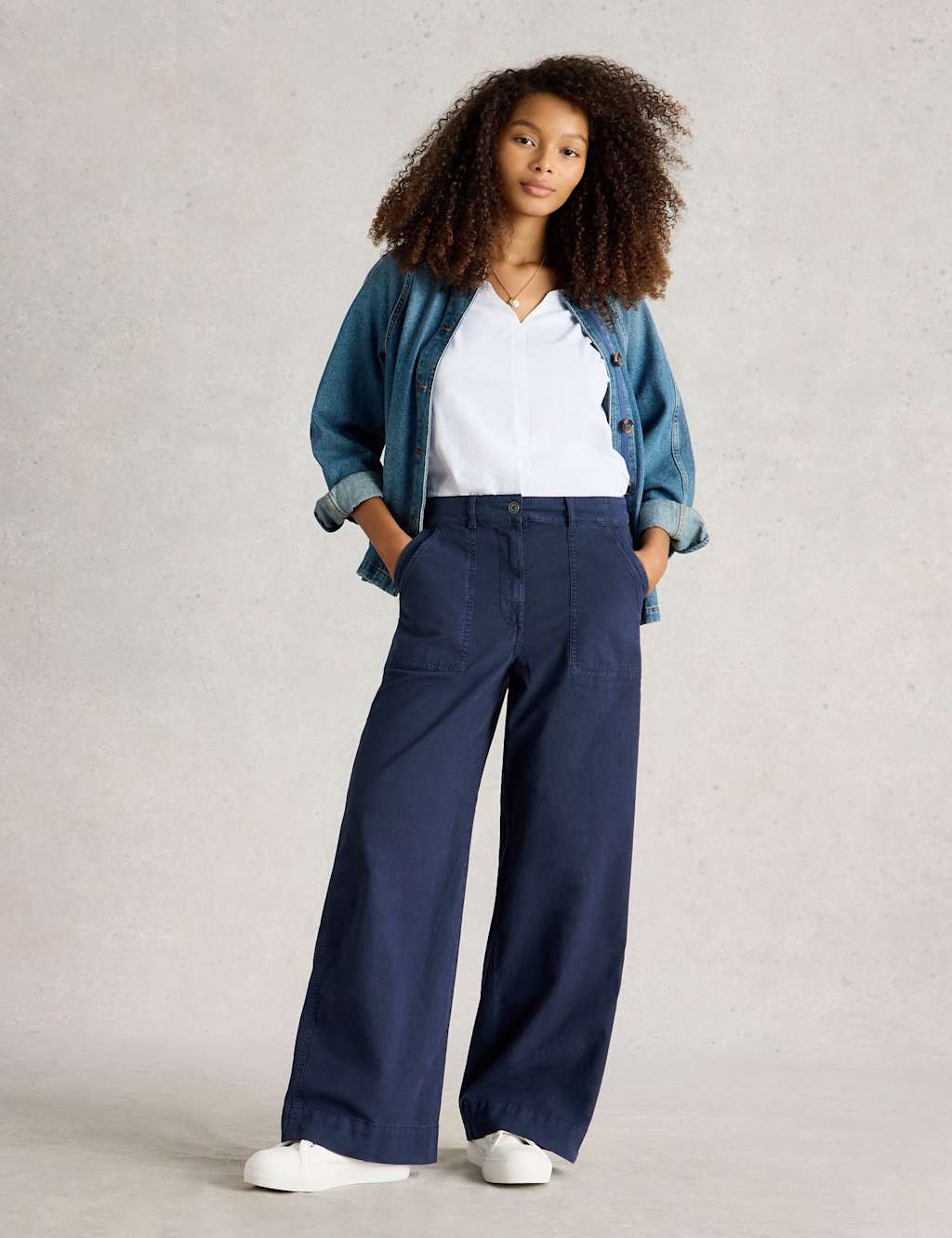 Cotton Rich Wide Leg Chinos With Linen 3 of 6