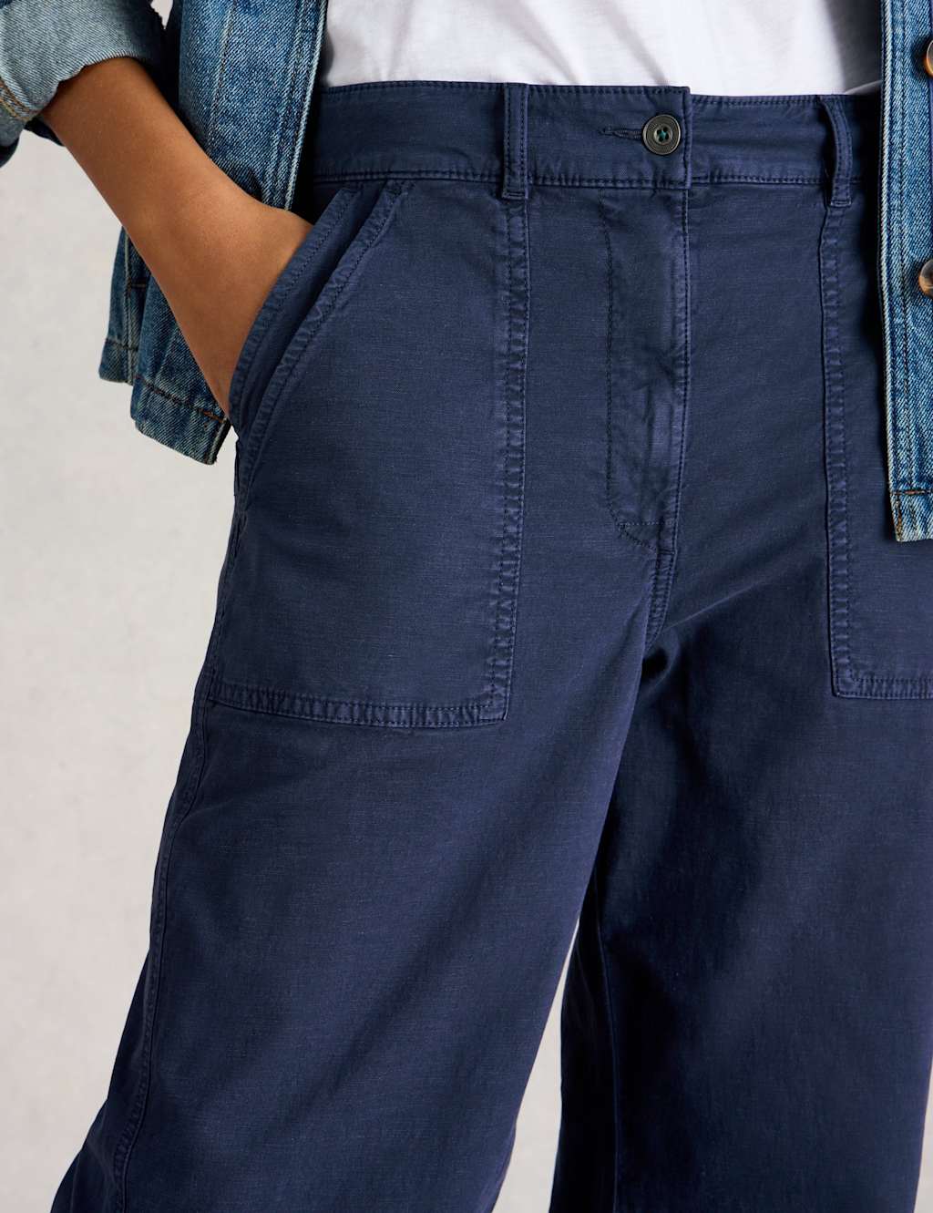 Cotton Rich Wide Leg Chinos With Linen 5 of 6