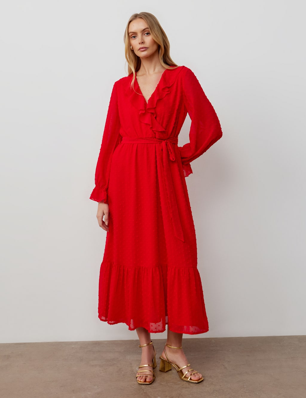 V-Neck Ruffle Midaxi Tiered Dress 2 of 5