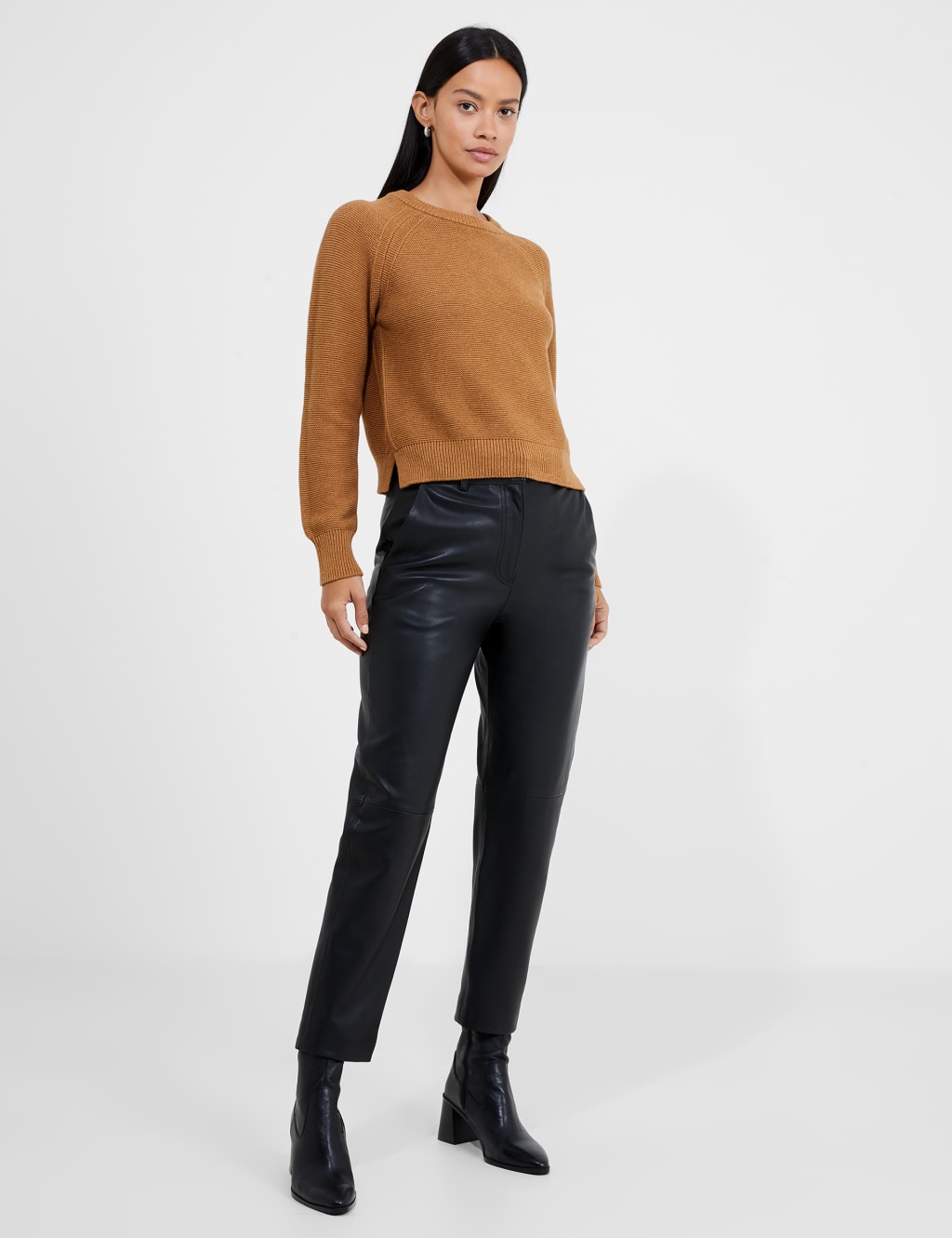 Leather Tapered Ankle Grazer Trousers French Connection M S