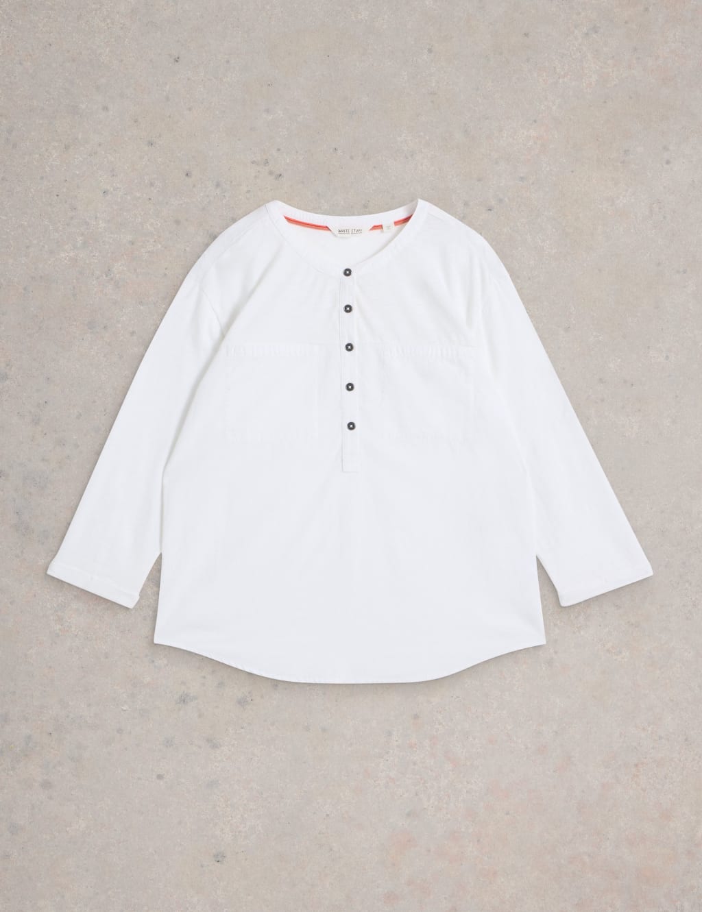 Pure Cotton Round Neck Button Detail Shirt 2 of 6