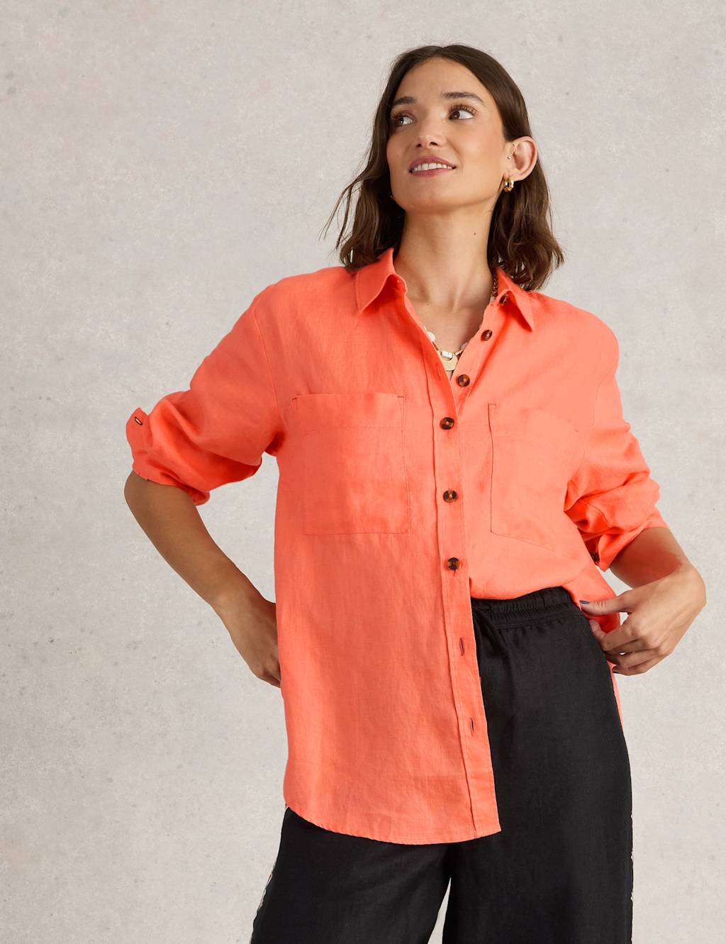 Pure Linen Printed Collared Relaxed Shirt 1 of 6