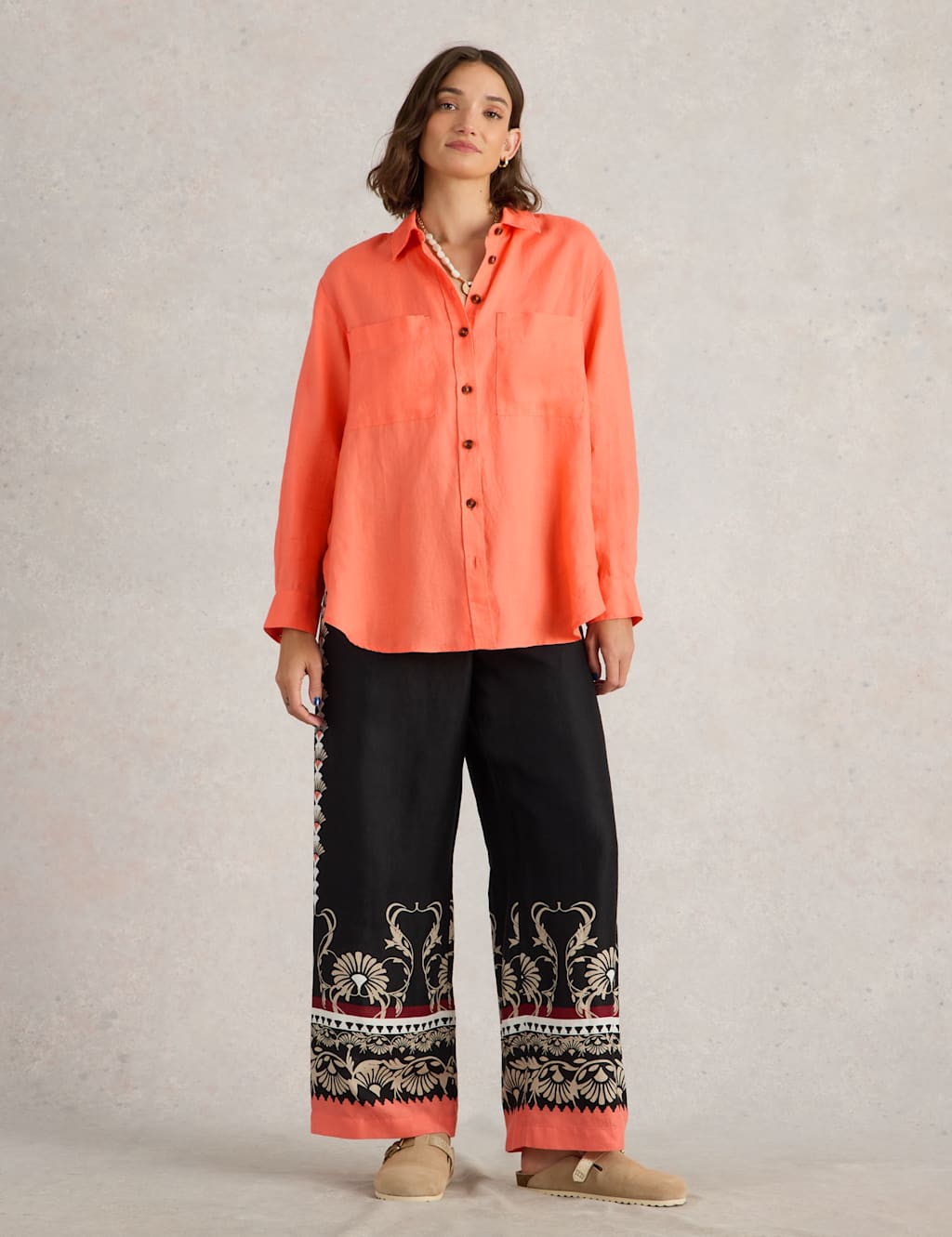 Pure Linen Printed Collared Relaxed Shirt 3 of 6
