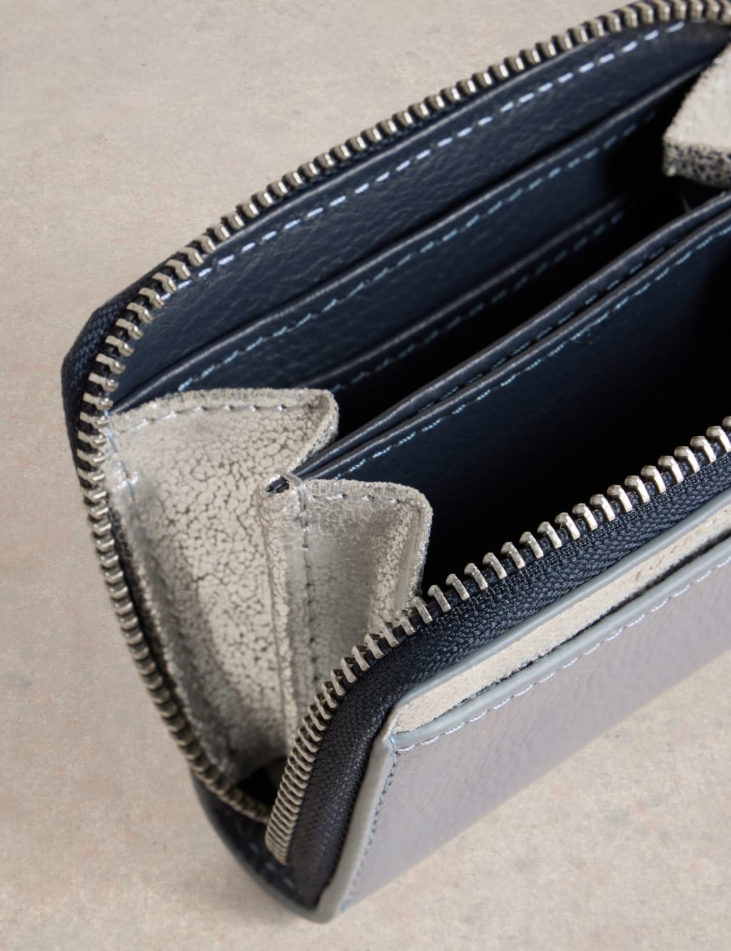 Leather Metallic Zip Around Purse 4 of 4