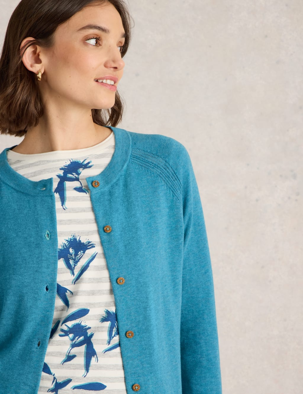 Pure Cotton Crew Neck Cardigan 5 of 7