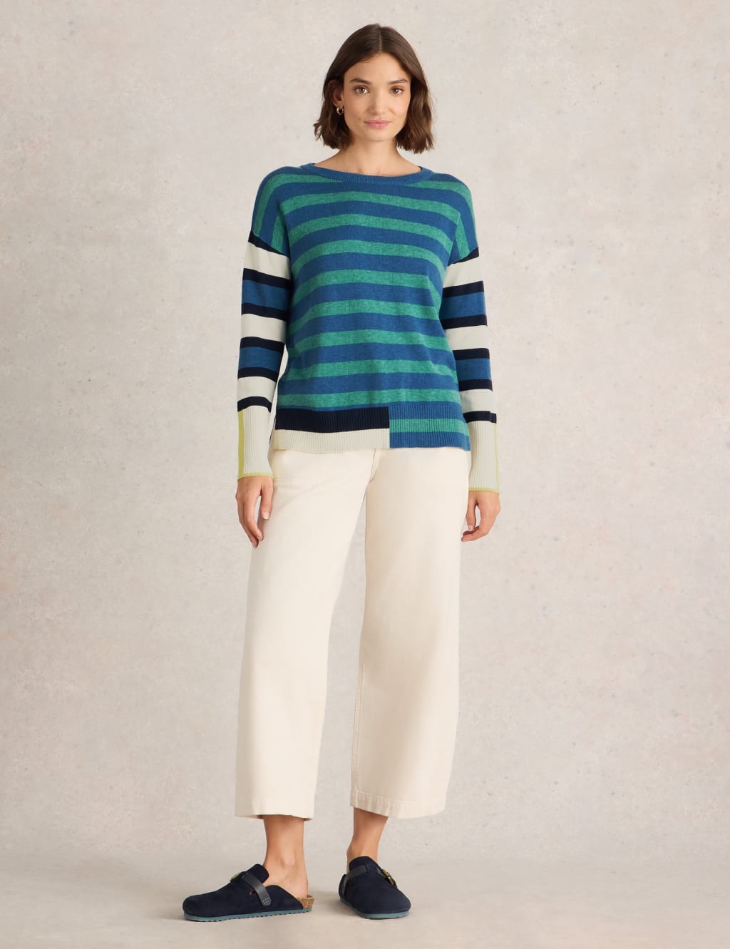 Cotton Blend Striped Crew Neck Jumper 3 of 7