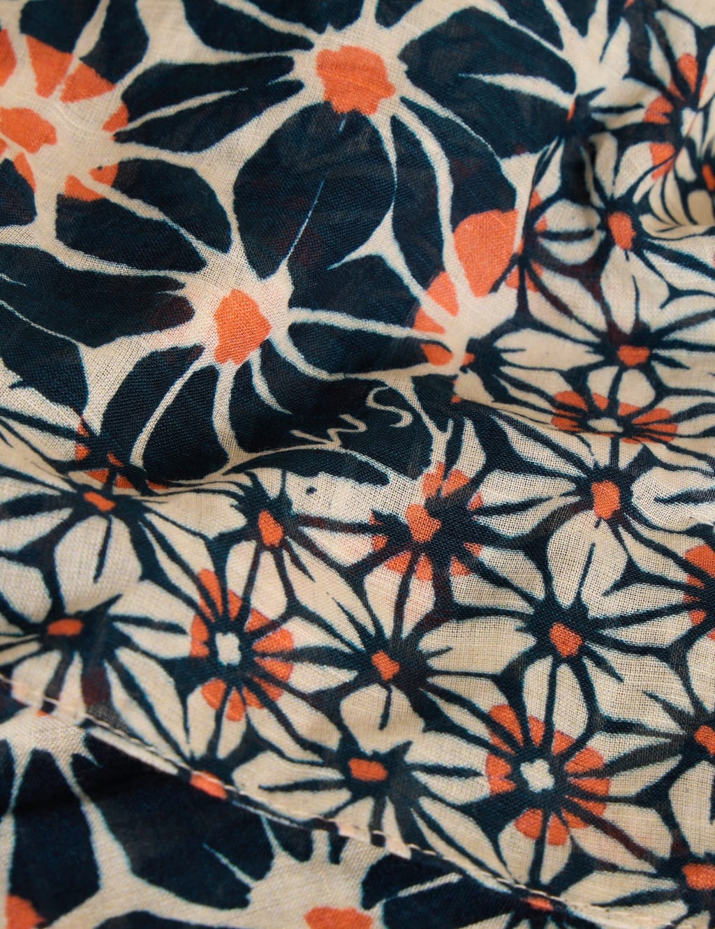 Cotton Blend Batik Floral Scarf 2 of 2