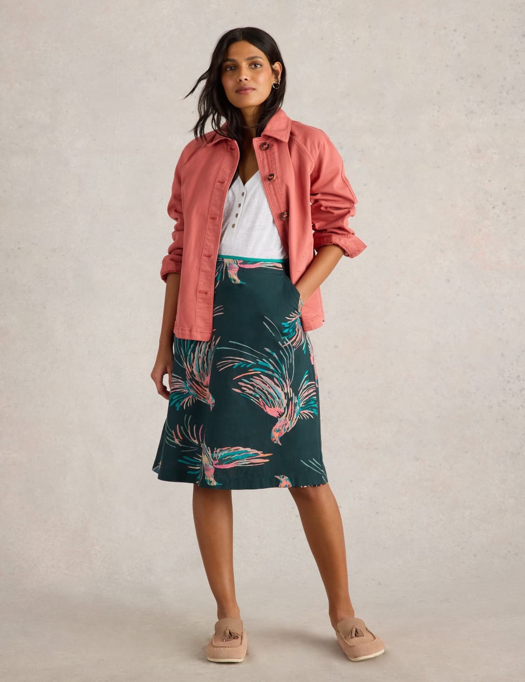 Pure Cotton Printed Reversible A-Line Skirt 3 of 7