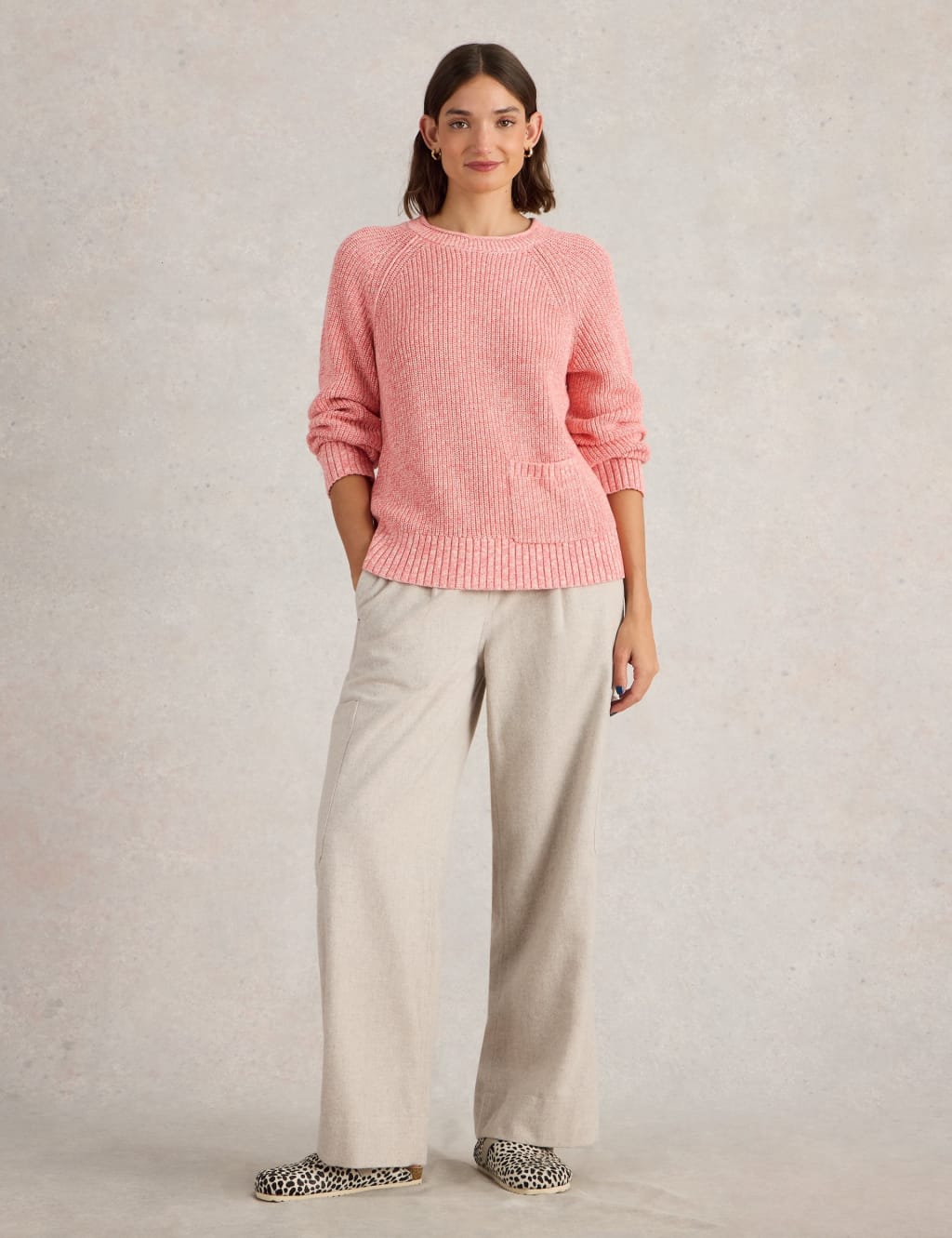 Pure Cotton Textured Crew Neck Jumper 3 of 6