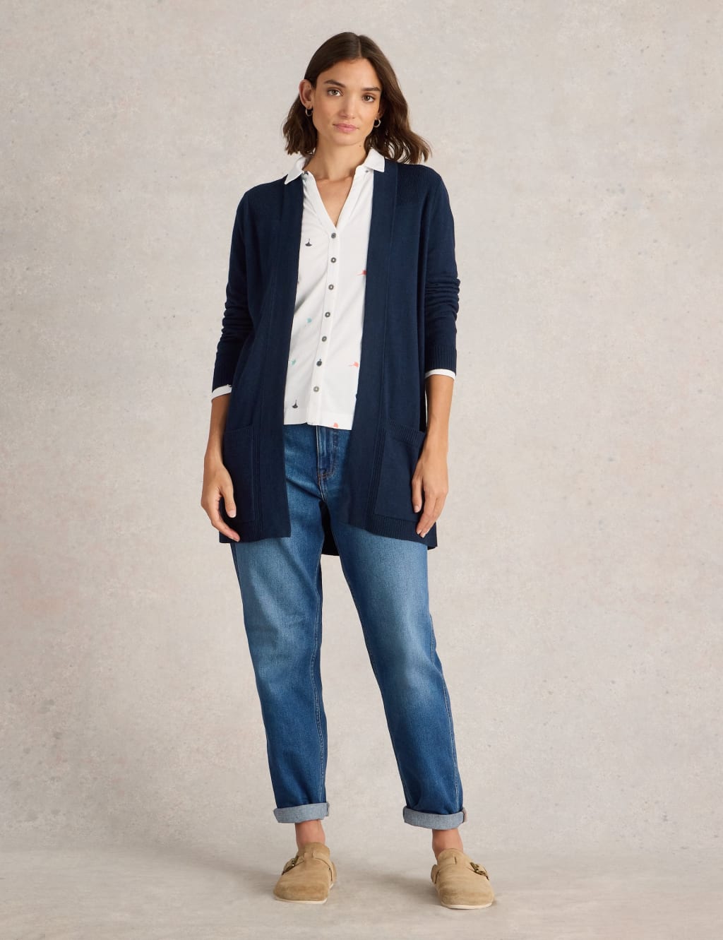 Cotton Blend Longline Cardigan 3 of 6