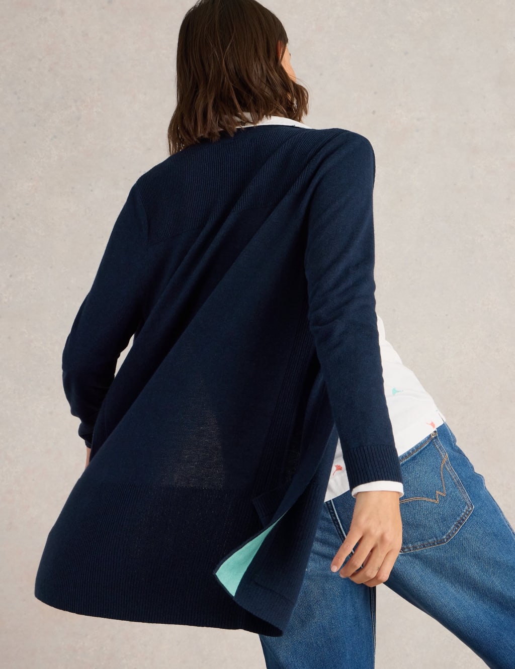 Cotton Blend Longline Cardigan 4 of 6