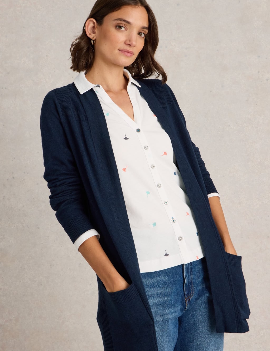 Cotton Blend Longline Cardigan 5 of 6