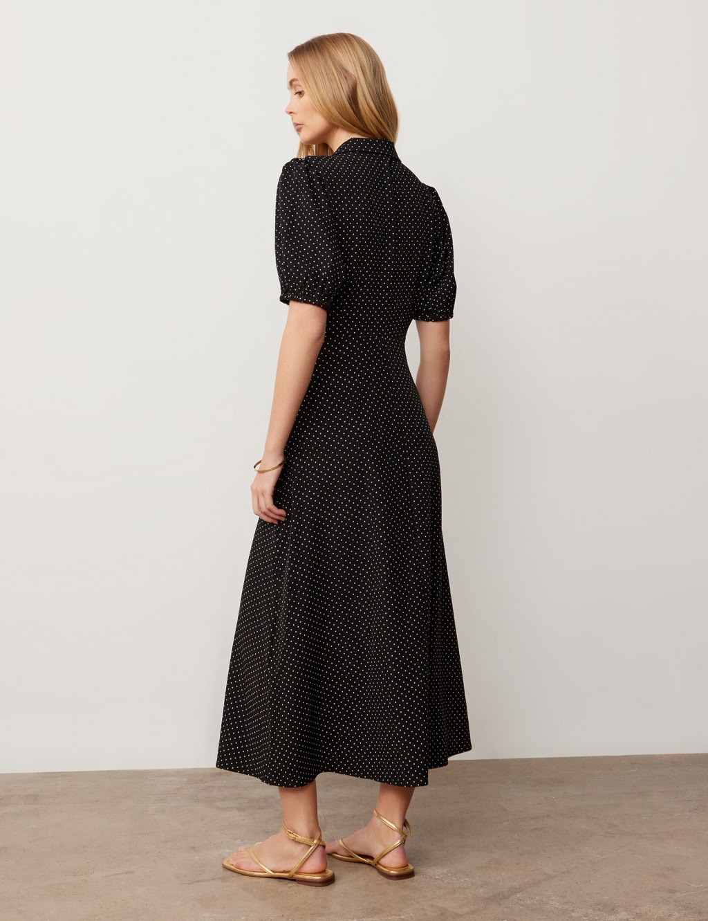 Polka Dot Midaxi Waisted Dress 3 of 4