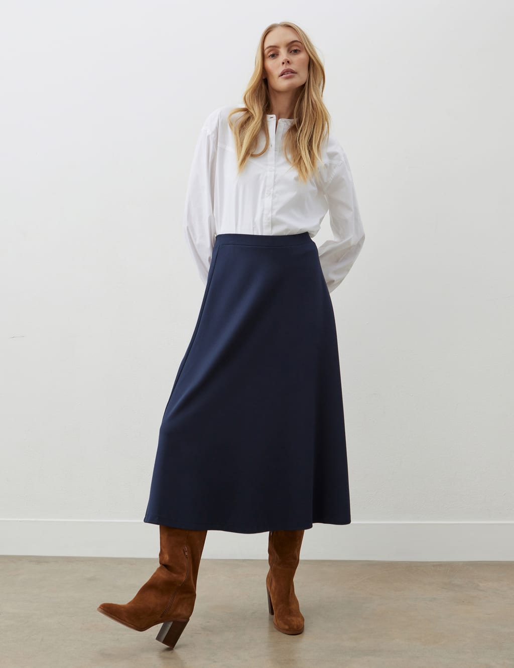 Ponte Jersey Midi A-Line Skirt 1 of 5