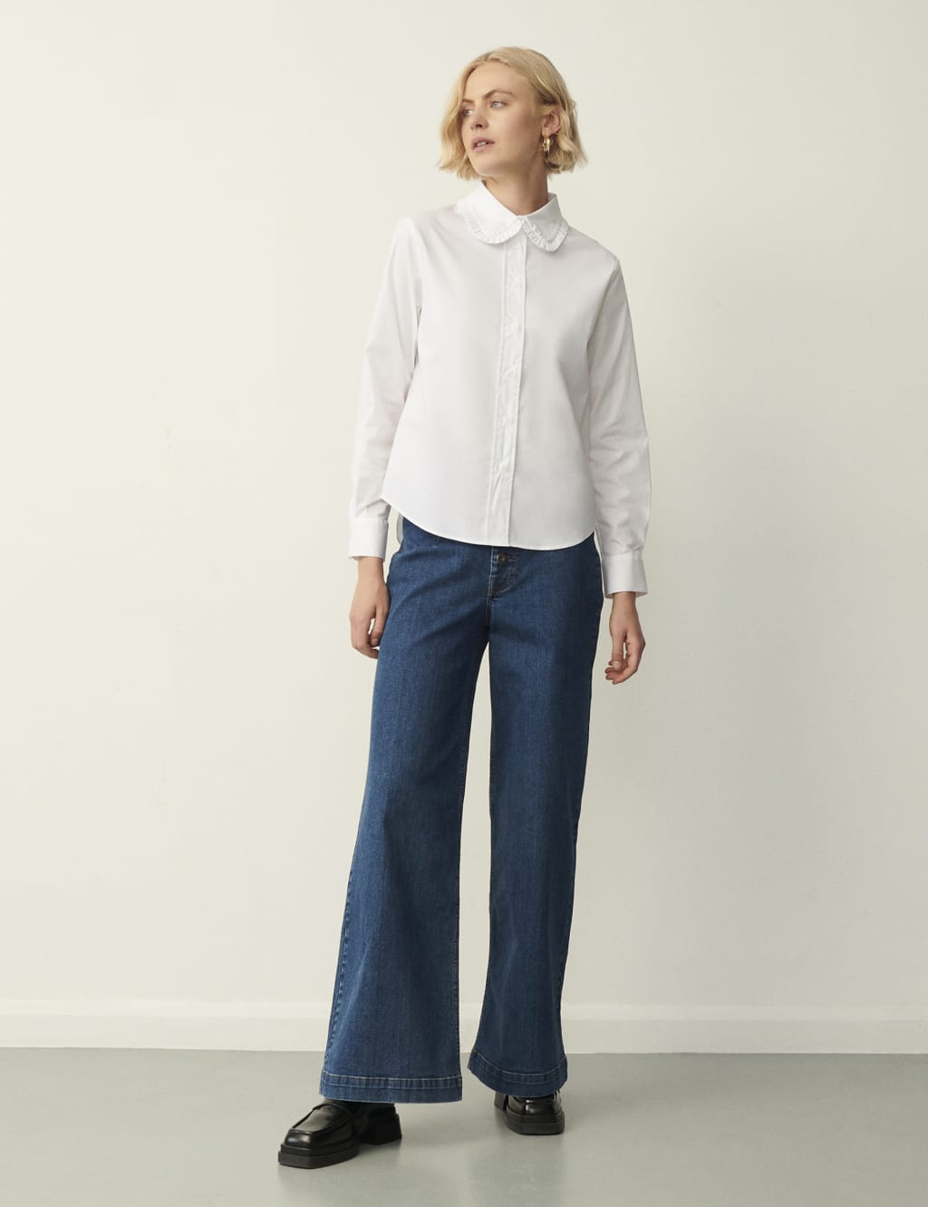 Peter pan collar shirt womens white outlet