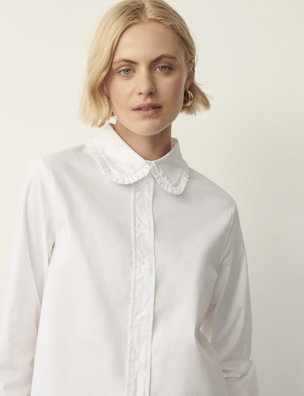 White blouse with peter pan collar on sale