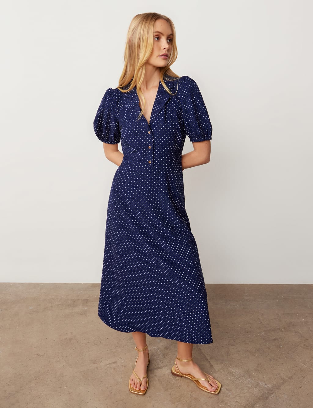Polka Dot Midaxi Waisted Dress Finery London M S