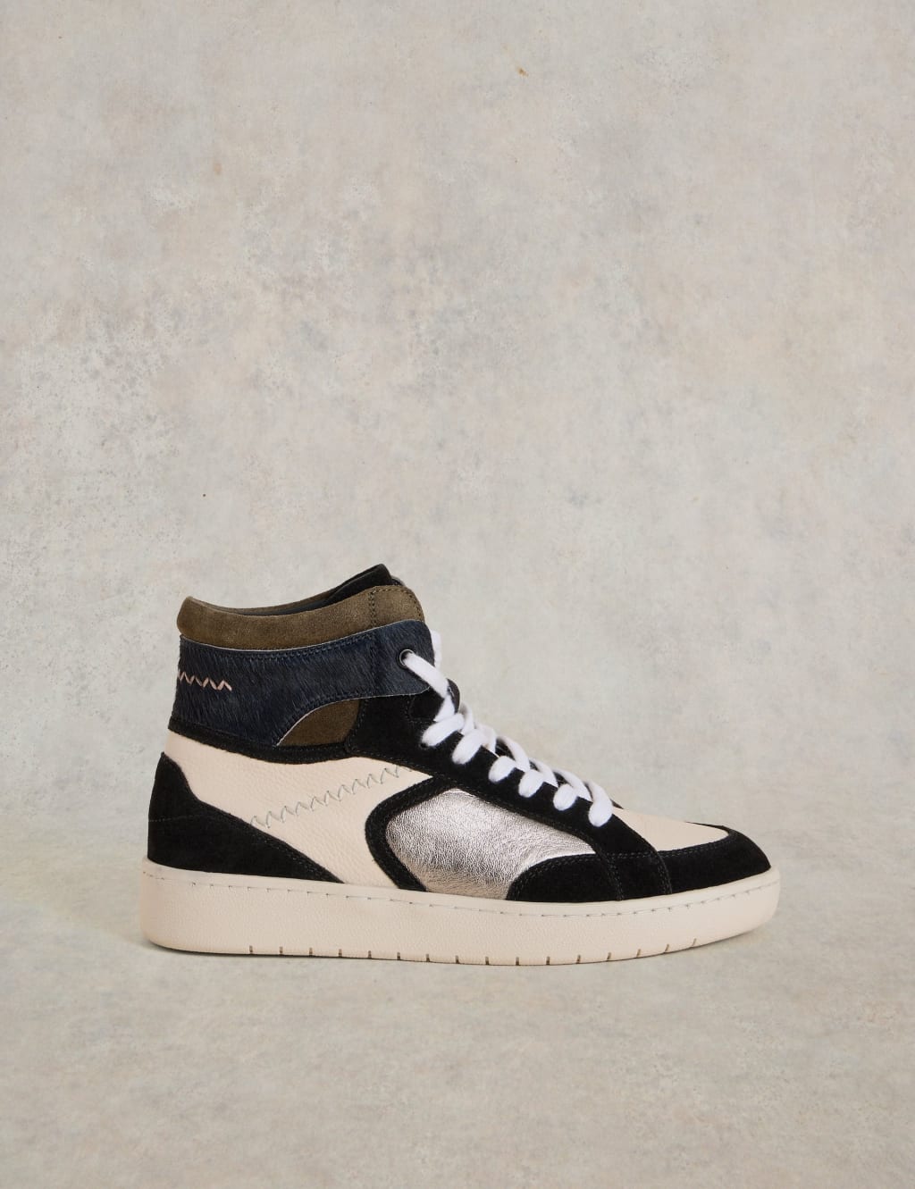 Leather Lace Up High Top Trainers