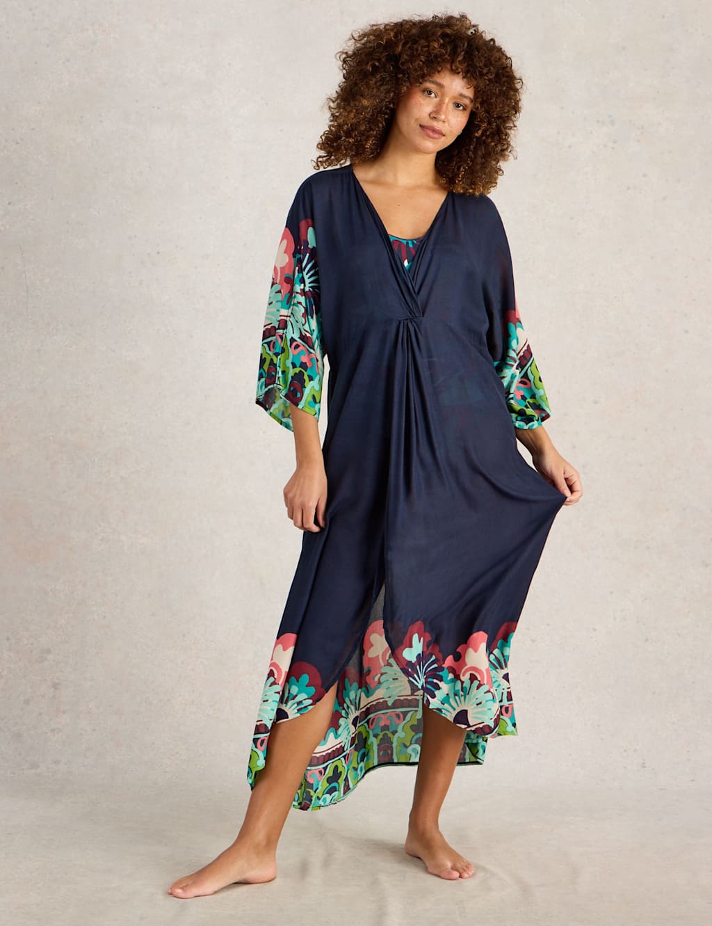 Printed V-Neck Midaxi Kimono 4 of 7