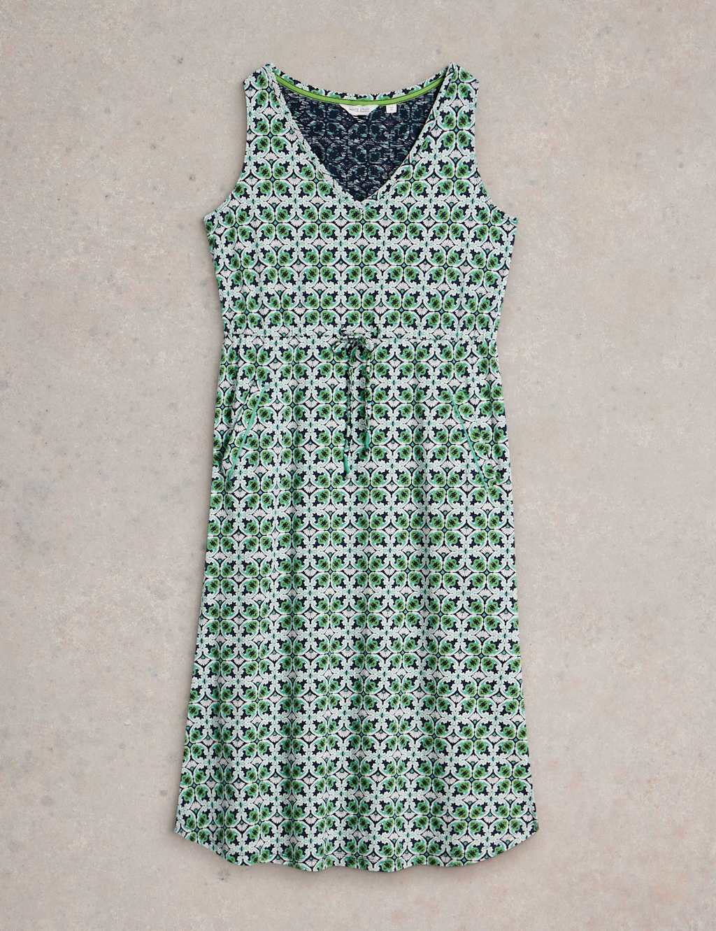 Heidi Pure Cotton V-Neck Printed Midi Beach Dress 2 of 6