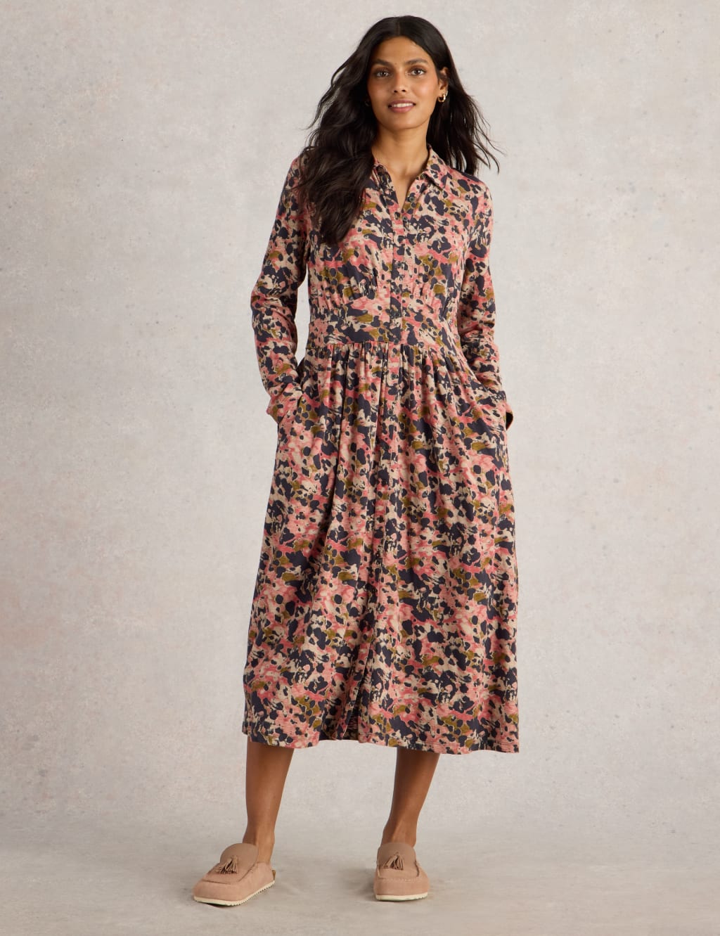 Jersey Printed Midi Shirt Dress 4 of 7