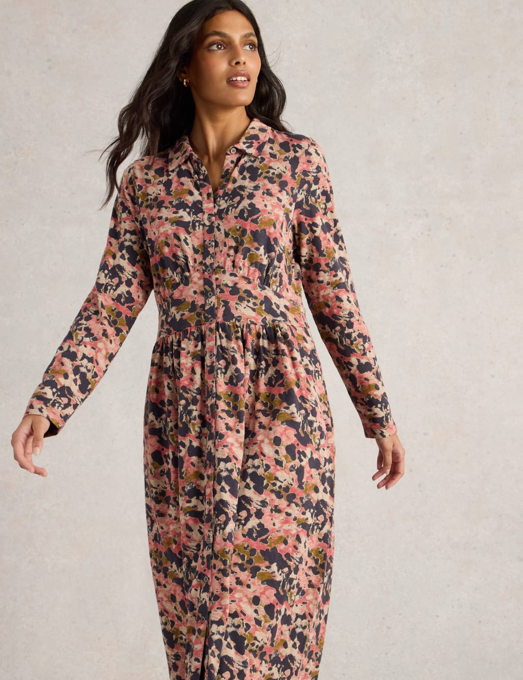 Jersey Printed Midi Shirt Dress 6 of 7