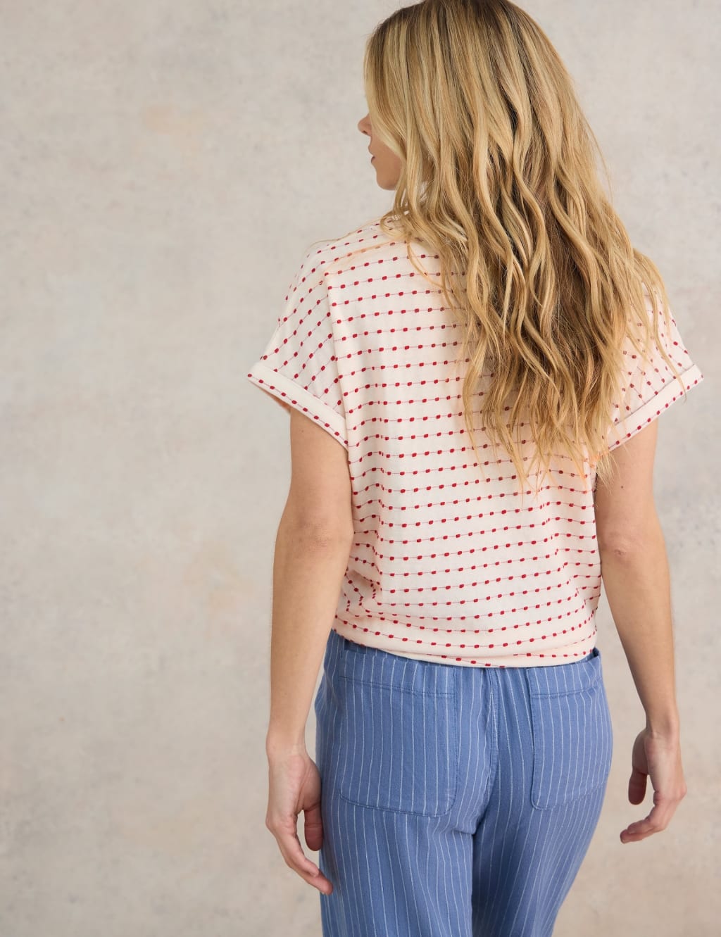 Pure Cotton Embroidered V-Neck T-Shirt 4 of 6