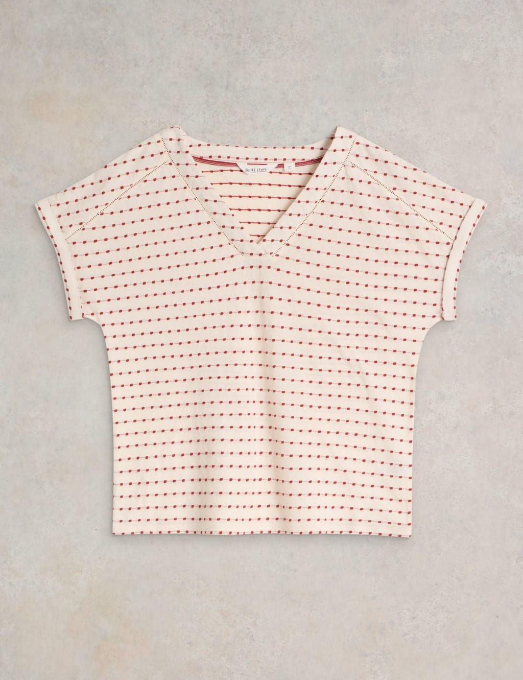 Pure Cotton Embroidered V-Neck T-Shirt 2 of 6