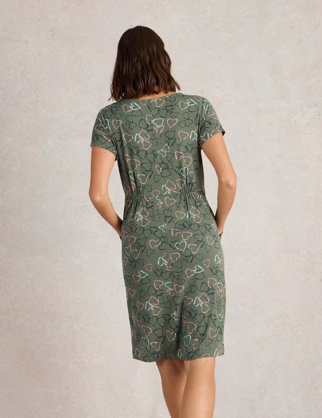 Jersey Heart Print V-Neck Mini Waisted Dress 4 of 6