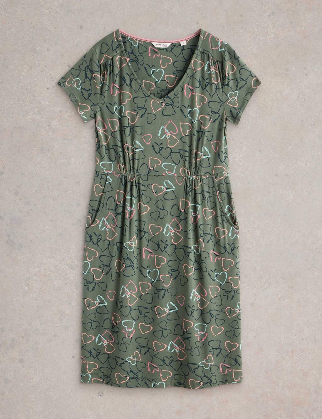 Jersey Heart Print V-Neck Mini Waisted Dress 2 of 6