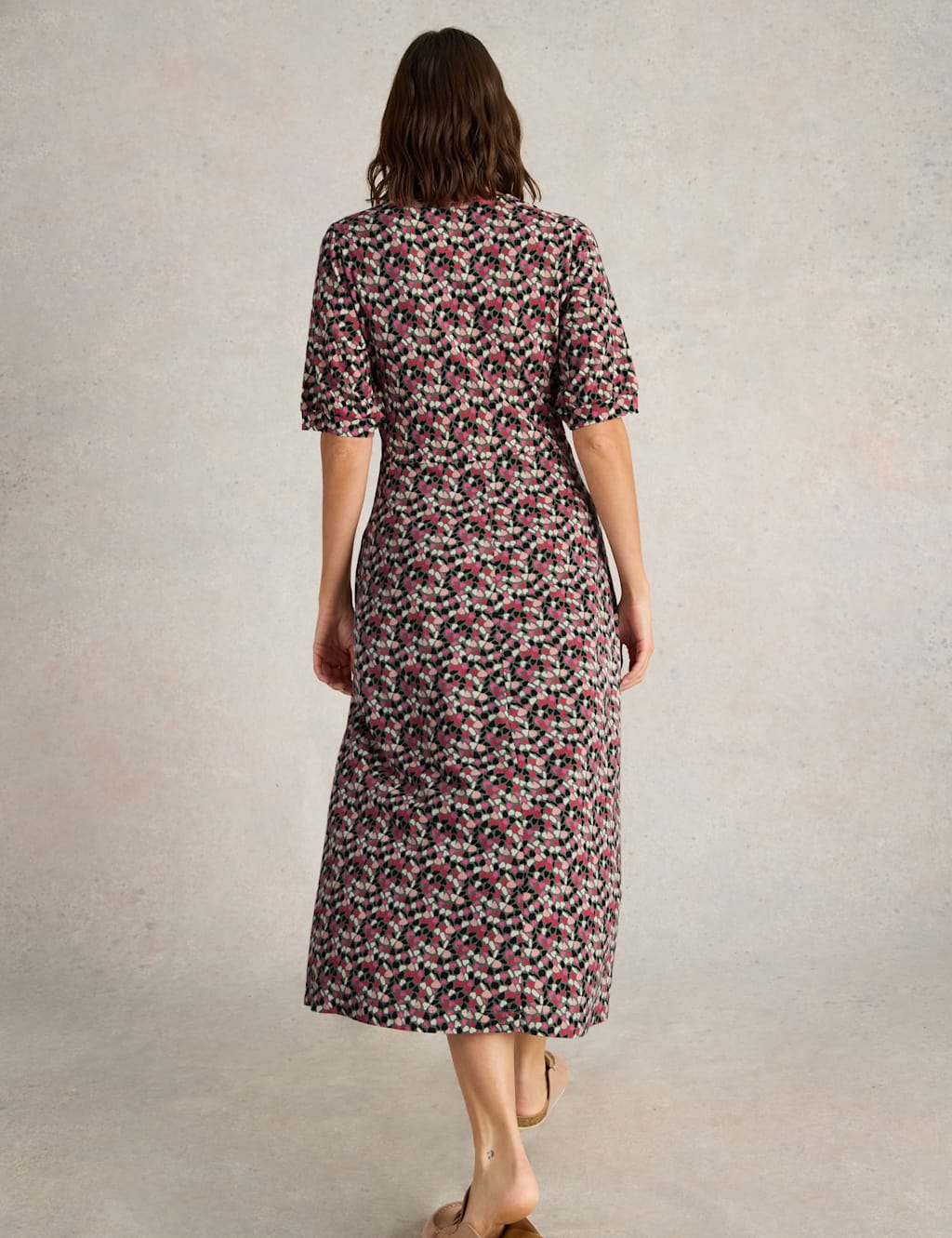 Jersey Heart Print V-Neck Midi Tea Dress 5 of 7