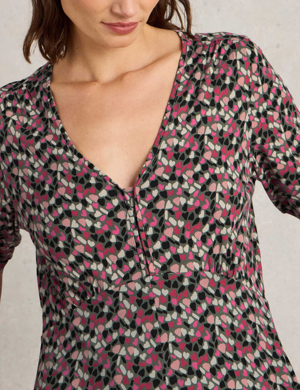 Jersey Heart Print V-Neck Midi Tea Dress 6 of 7