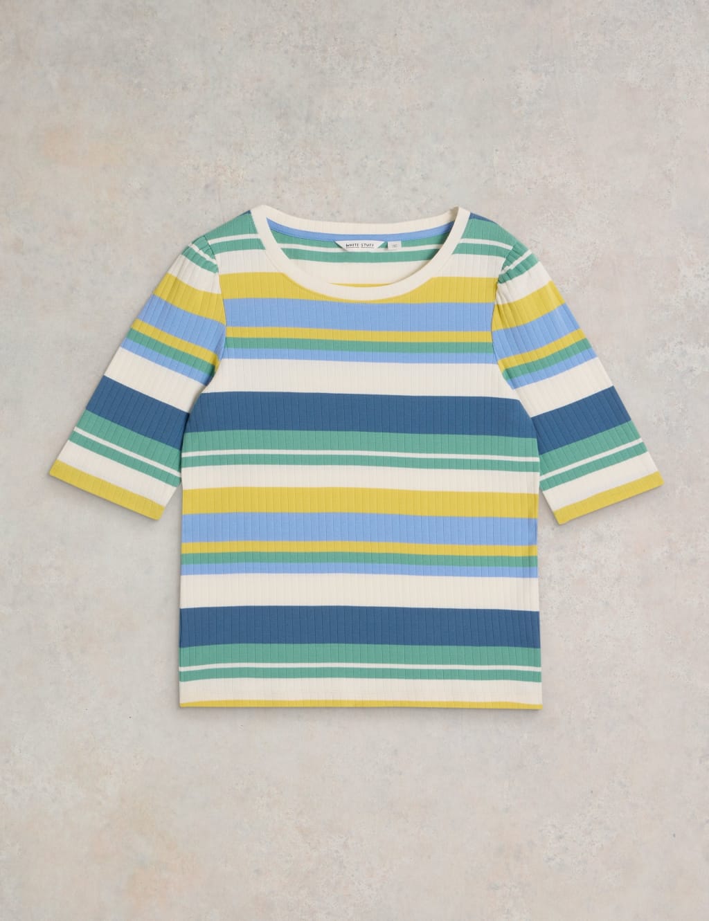 Pure Cotton Striped Puff Sleeve T-Shirt 2 of 6