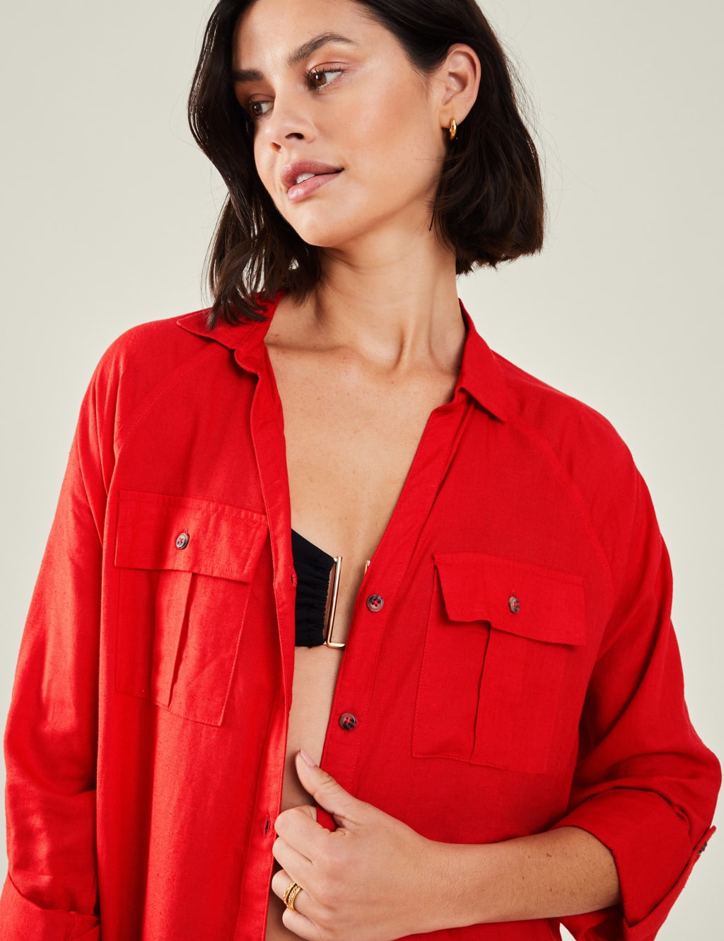 Collared Beach Shirt with Linen 4 of 4
