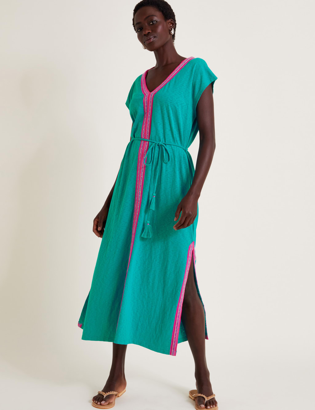 Jersey Tie Detail Midi Kaftan Monsoon M S