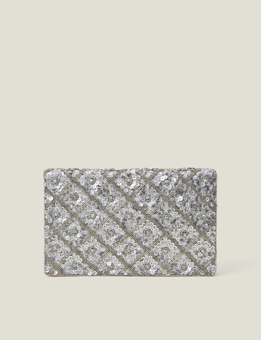 Beaded Sequin Chain Strap Clutch Bag