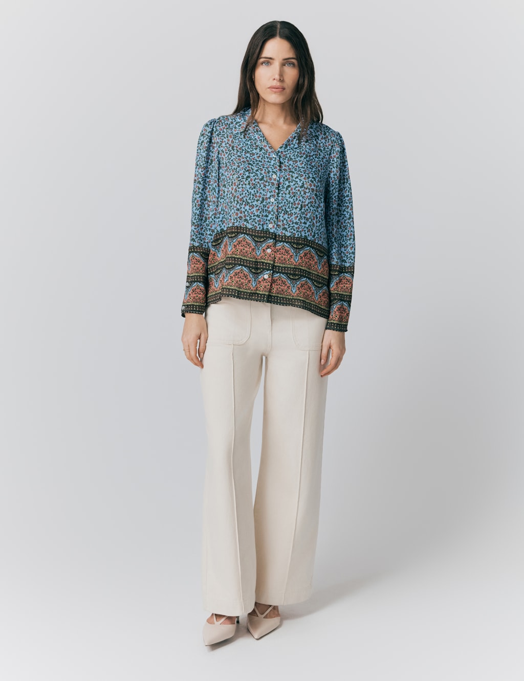 Floral Collared Button Through Blouse 2 of 4