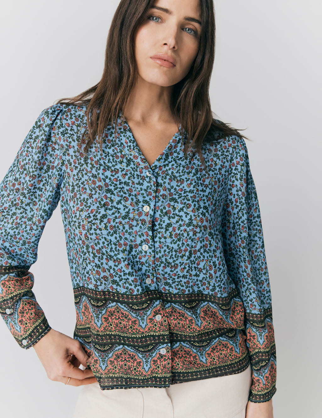 Floral Collared Button Through Blouse 4 of 4