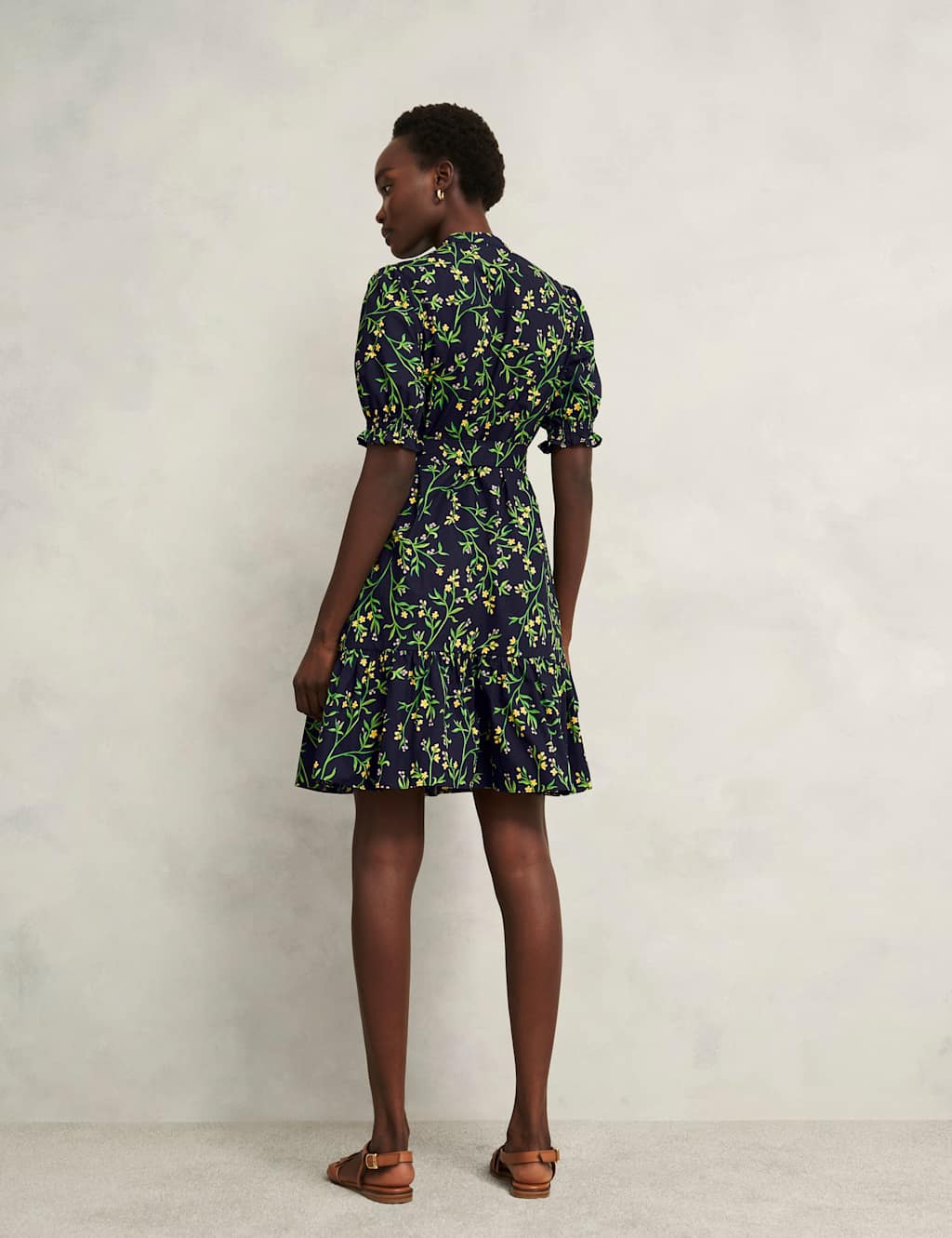 Pure Cotton Floral V-Neck Skater Dress 4 of 7