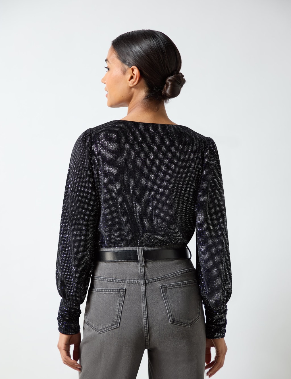 Velvet Sparkly Round Neck Bodysuit 3 of 4