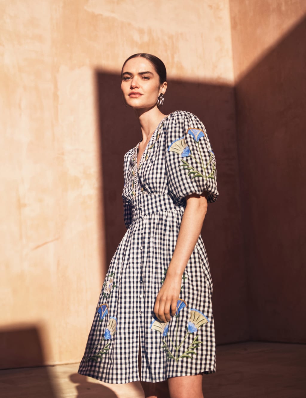 Cotton gingham dress deals