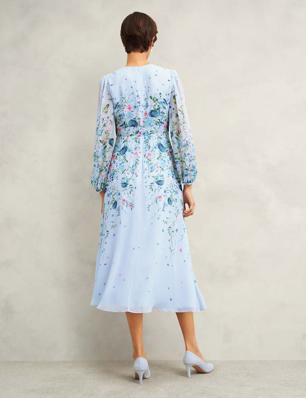 Pure Silk Floral V-Neck Midi Skater Dress 6 of 6